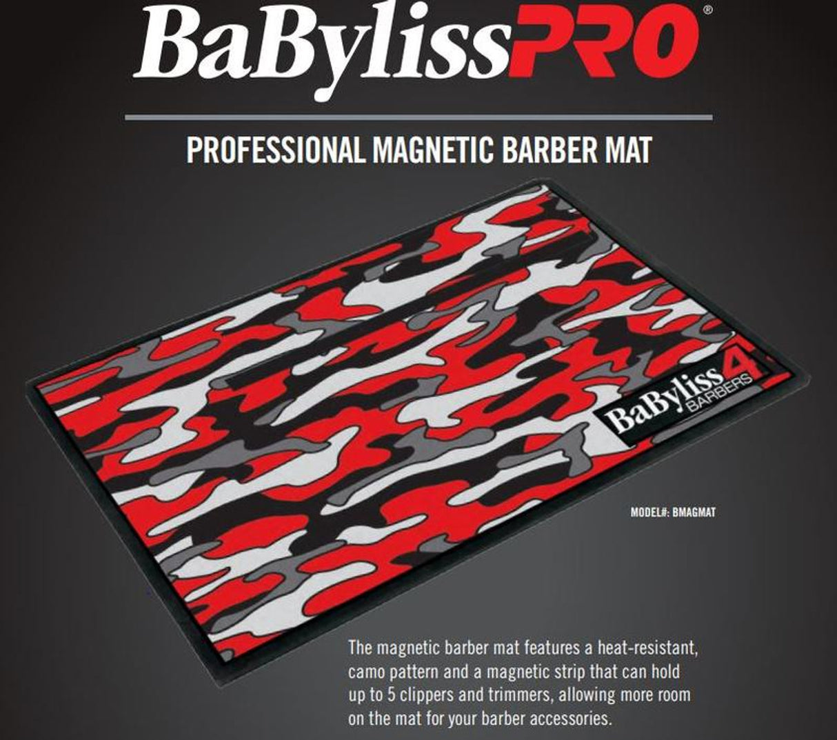 Babyliss Pro Magnetic Barber Mat w/ Magnet Strip for Clipper & Trimmers
