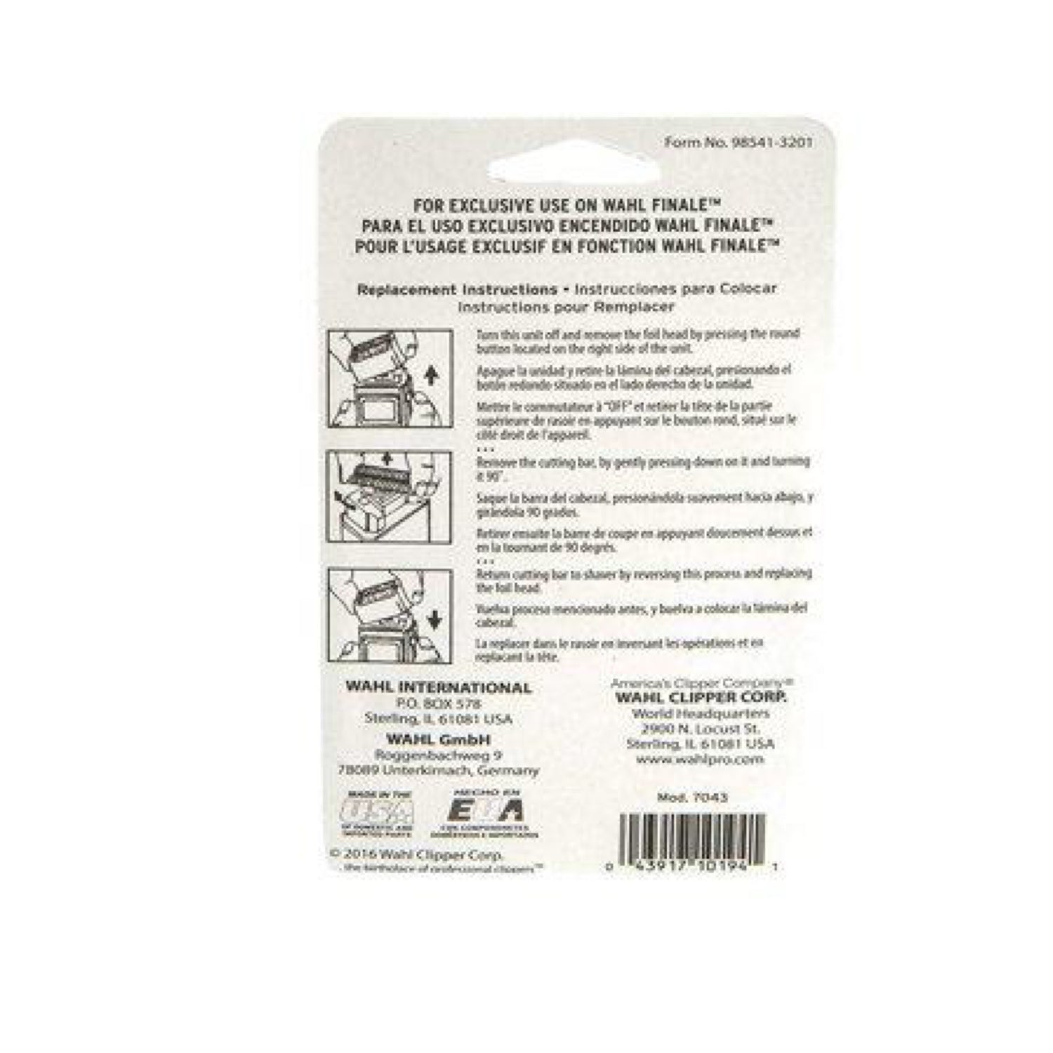 Wahl Replacement Foil & Cutter Bar Assembly