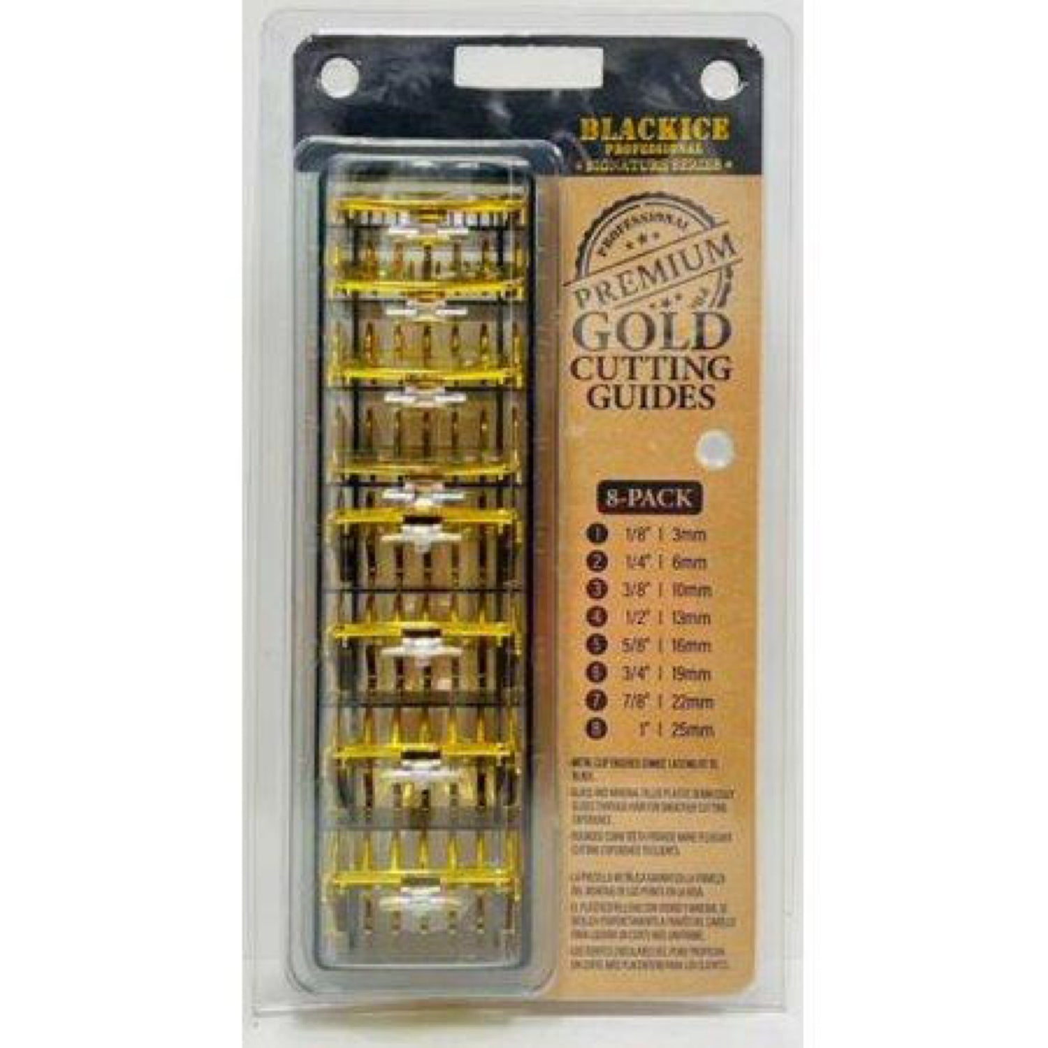Black Ice BIC031 8-Pack Premium Gold Cutting Guides Metal with Organizer