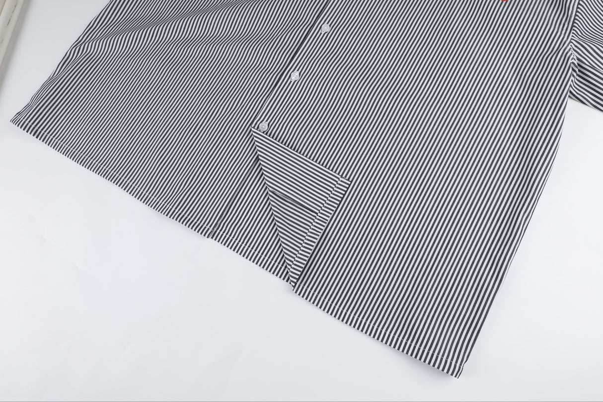 Pinstripe Hair Mechanic Smock - Black