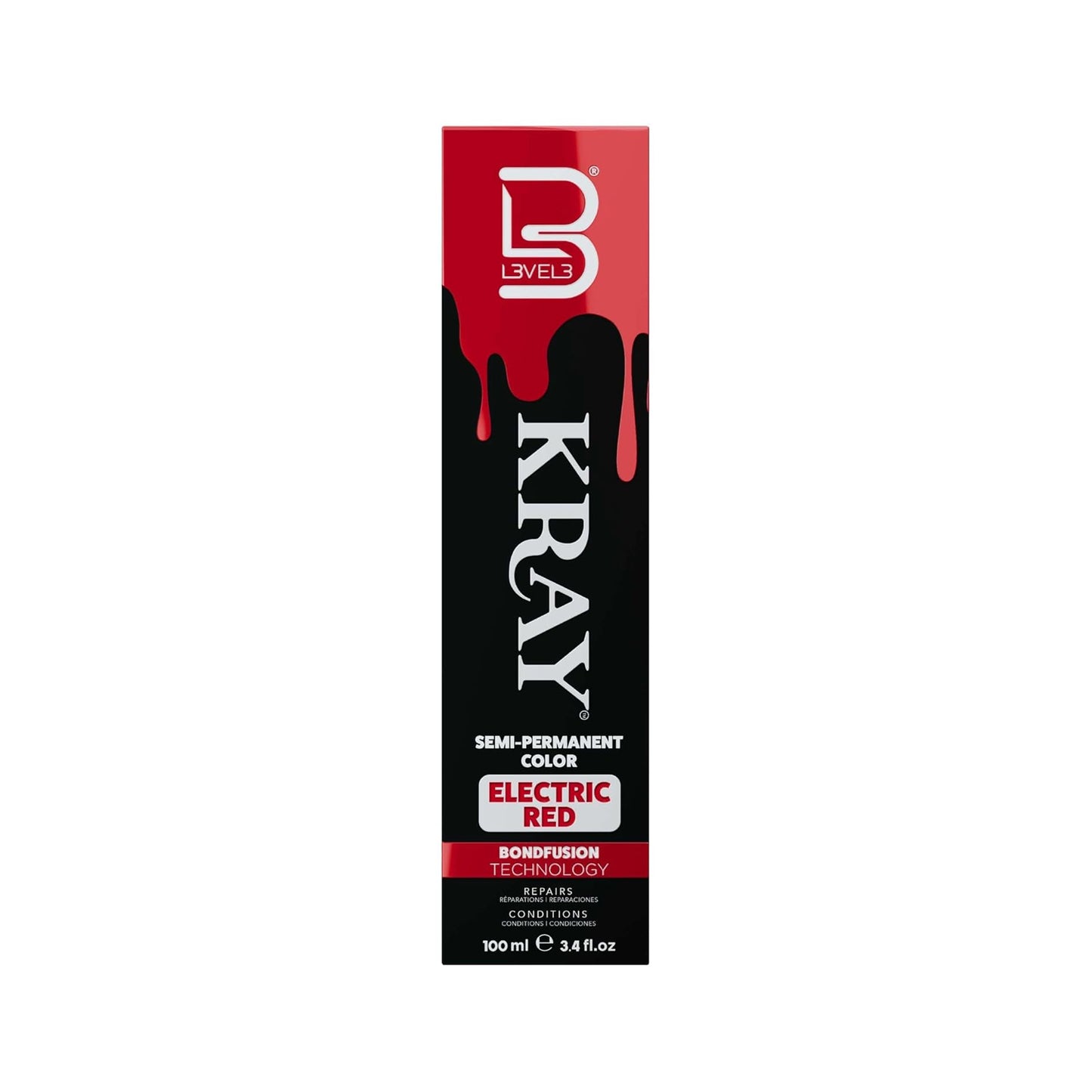 L3VEL3 KRAY Semi Permanent Hair Color 3.4 Fl Oz - Electric Red