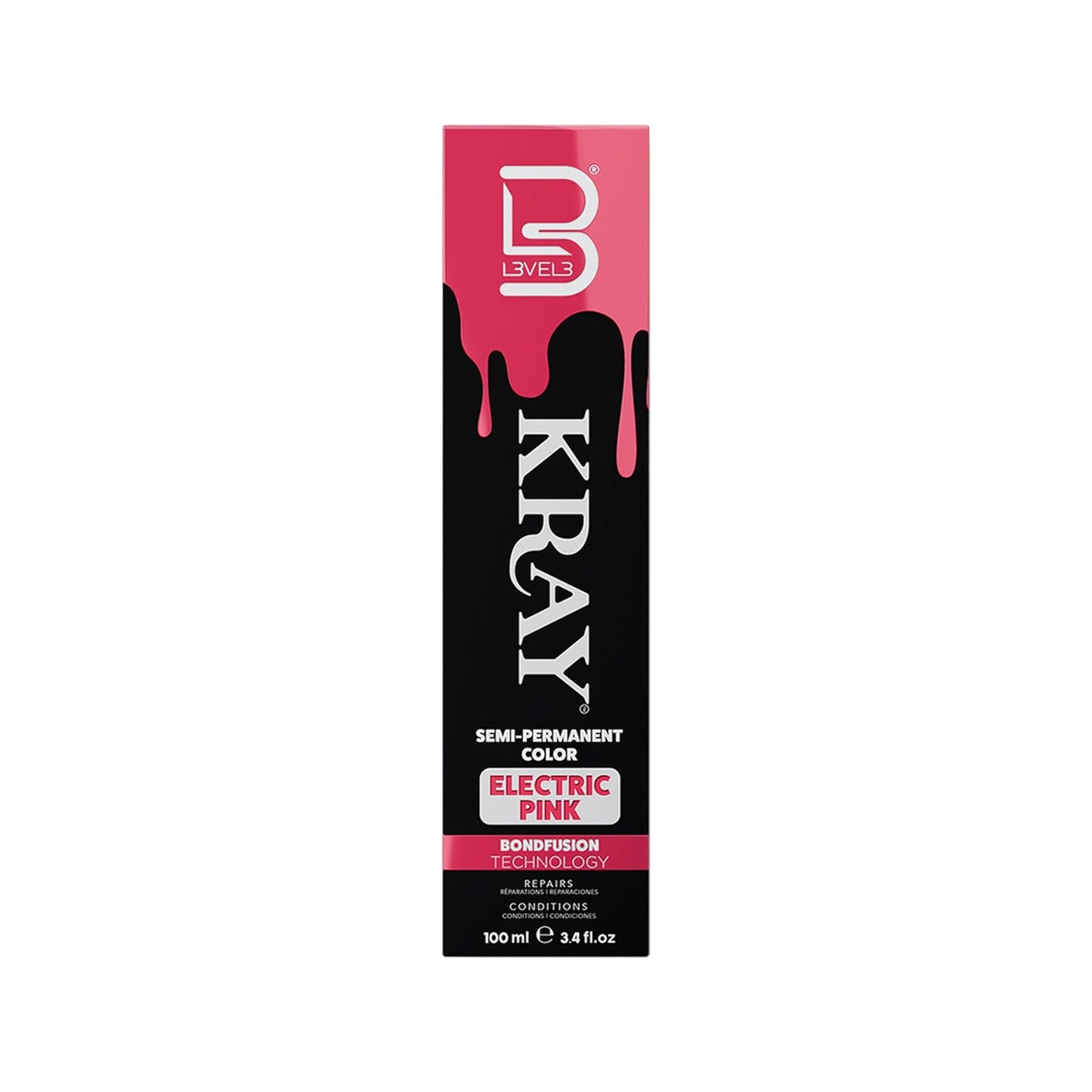 L3VEL3 KRAY Semi Permanent Hair Color 3.4 Fl Oz - Electric Pink