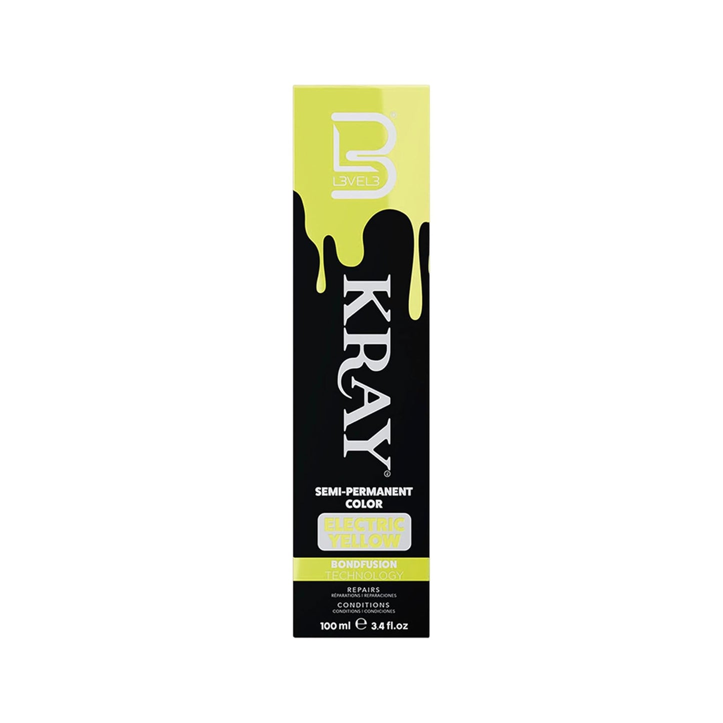 L3VEL3 KRAY Semi Permanent Hair Color 3.4 Fl Oz - Electric Yellow