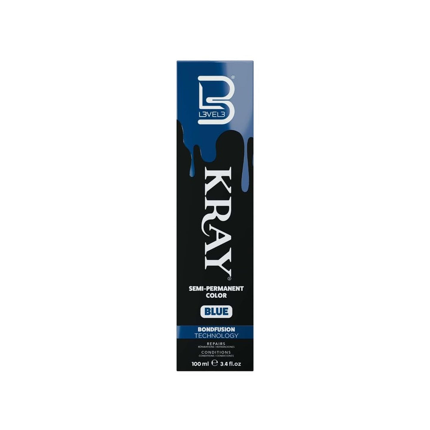 L3VEL3 KRAY Semi Permanent Hair Color 3.4 Fl Oz - Blue