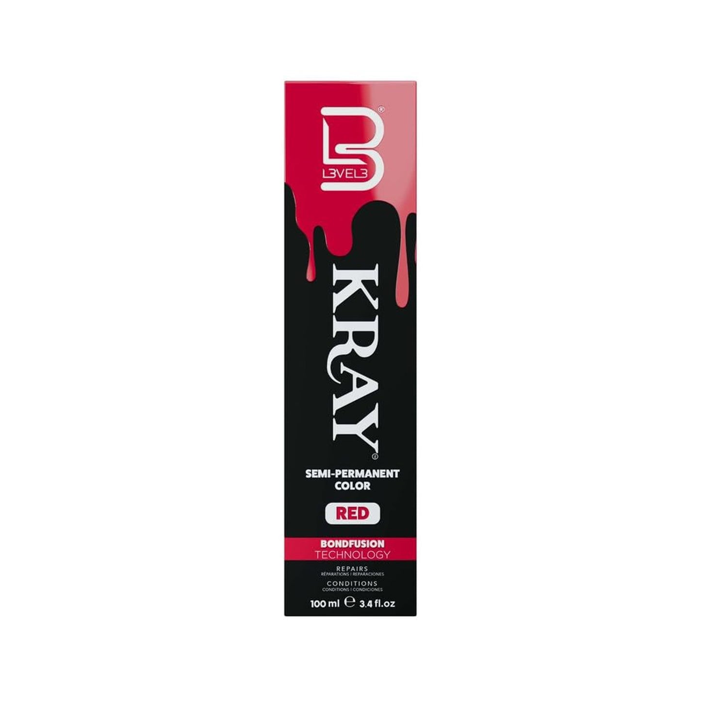 L3VEL3 KRAY Semi Permanent Hair Color 3.4 Fl Oz - Red