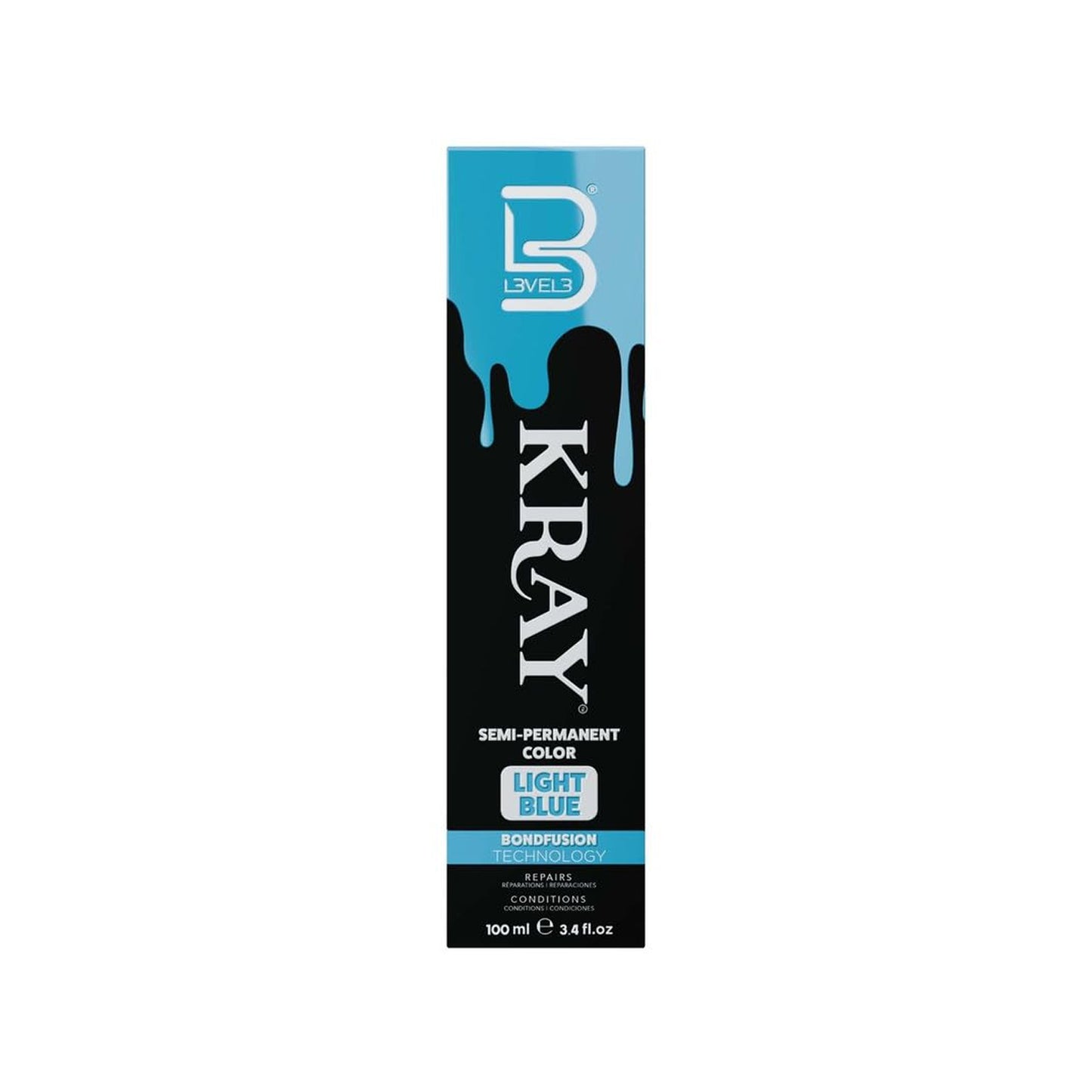 L3VEL3 KRAY Semi Permanent Hair Color 3.4 Fl Oz - Light Blue