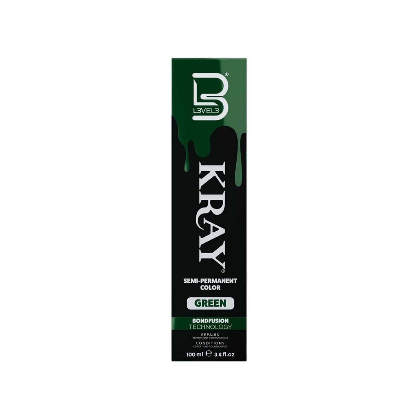 L3VEL3 KRAY Semi Permanent Hair Color 3.4 Fl Oz - Green