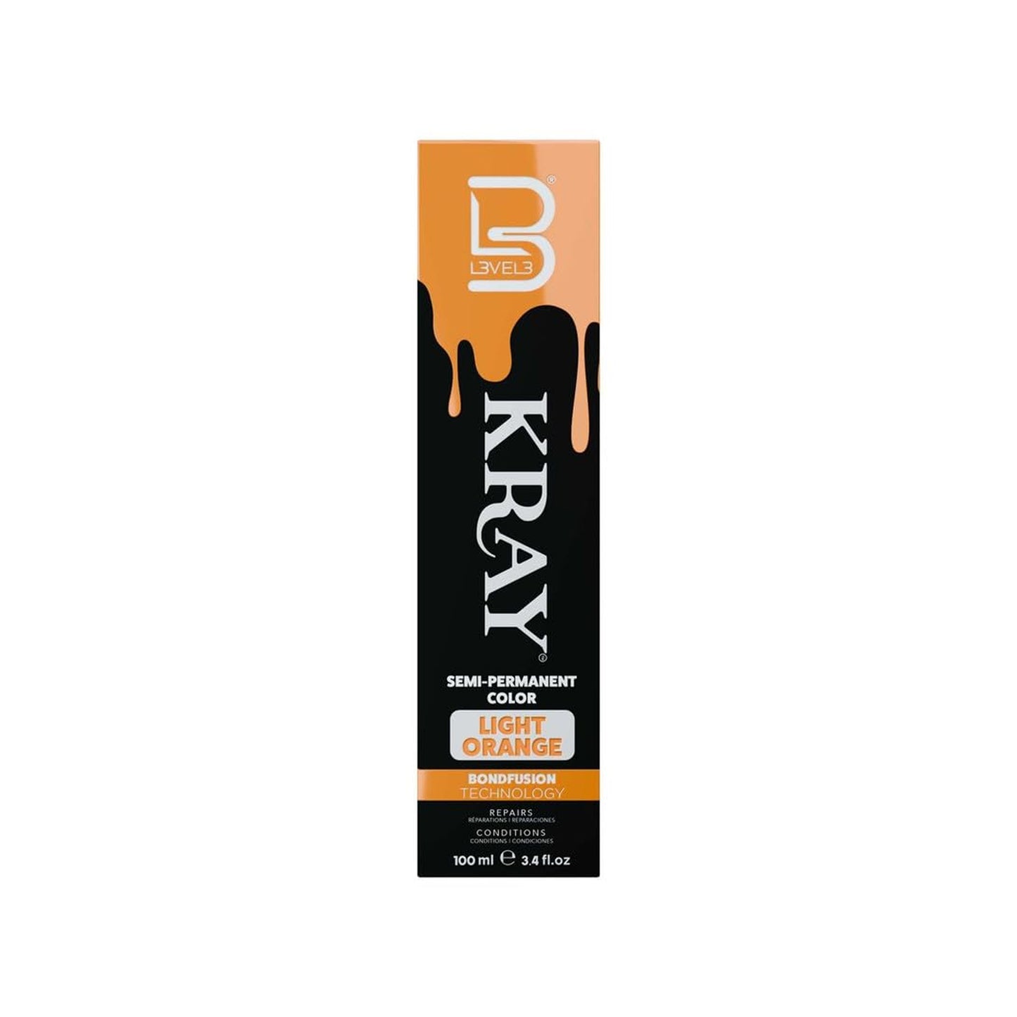 L3VEL3 KRAY Semi Permanent Hair Color 3.4 Fl Oz - Light Orange