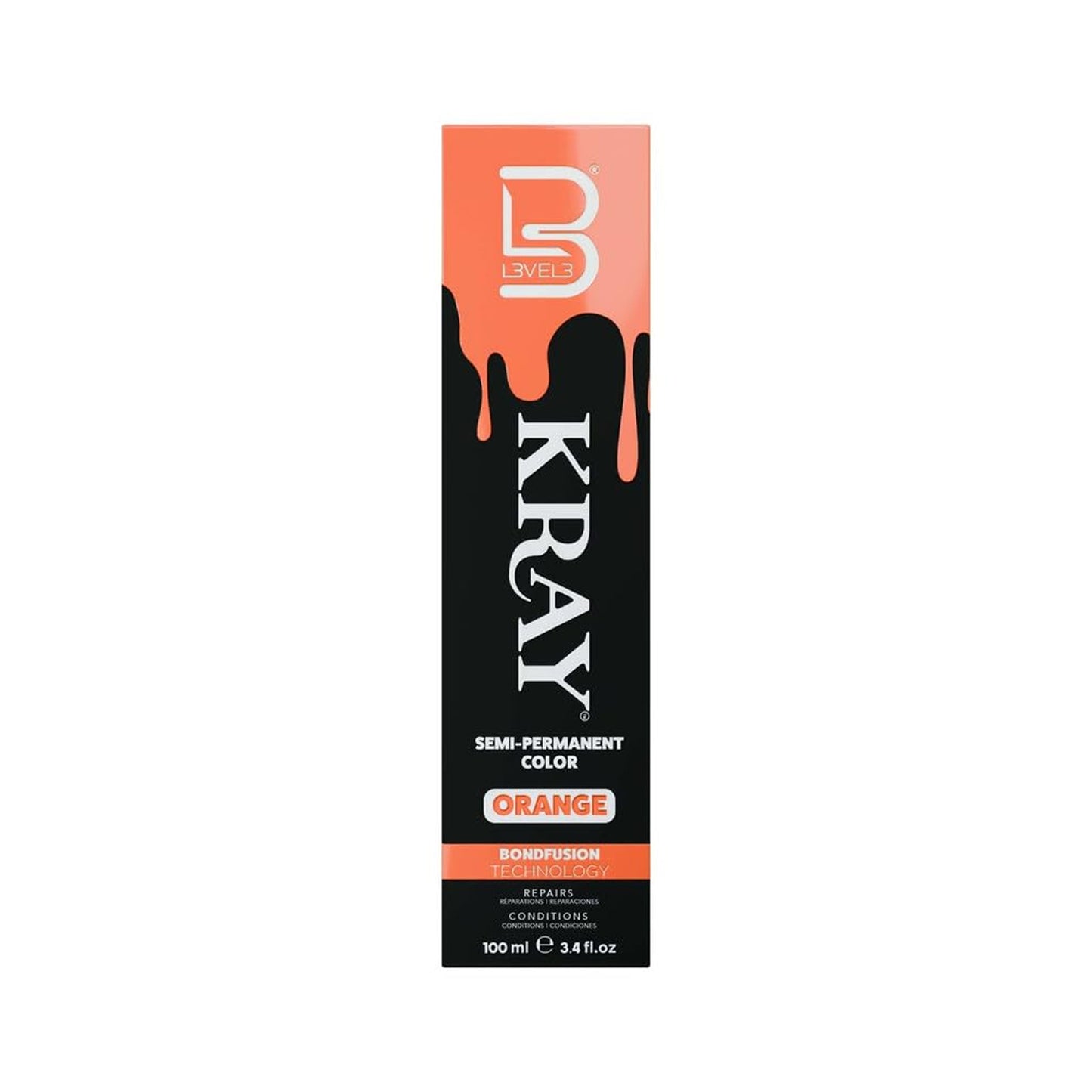 L3VEL3 KRAY Semi Permanent Hair Color 3.4 Fl Oz - Orange