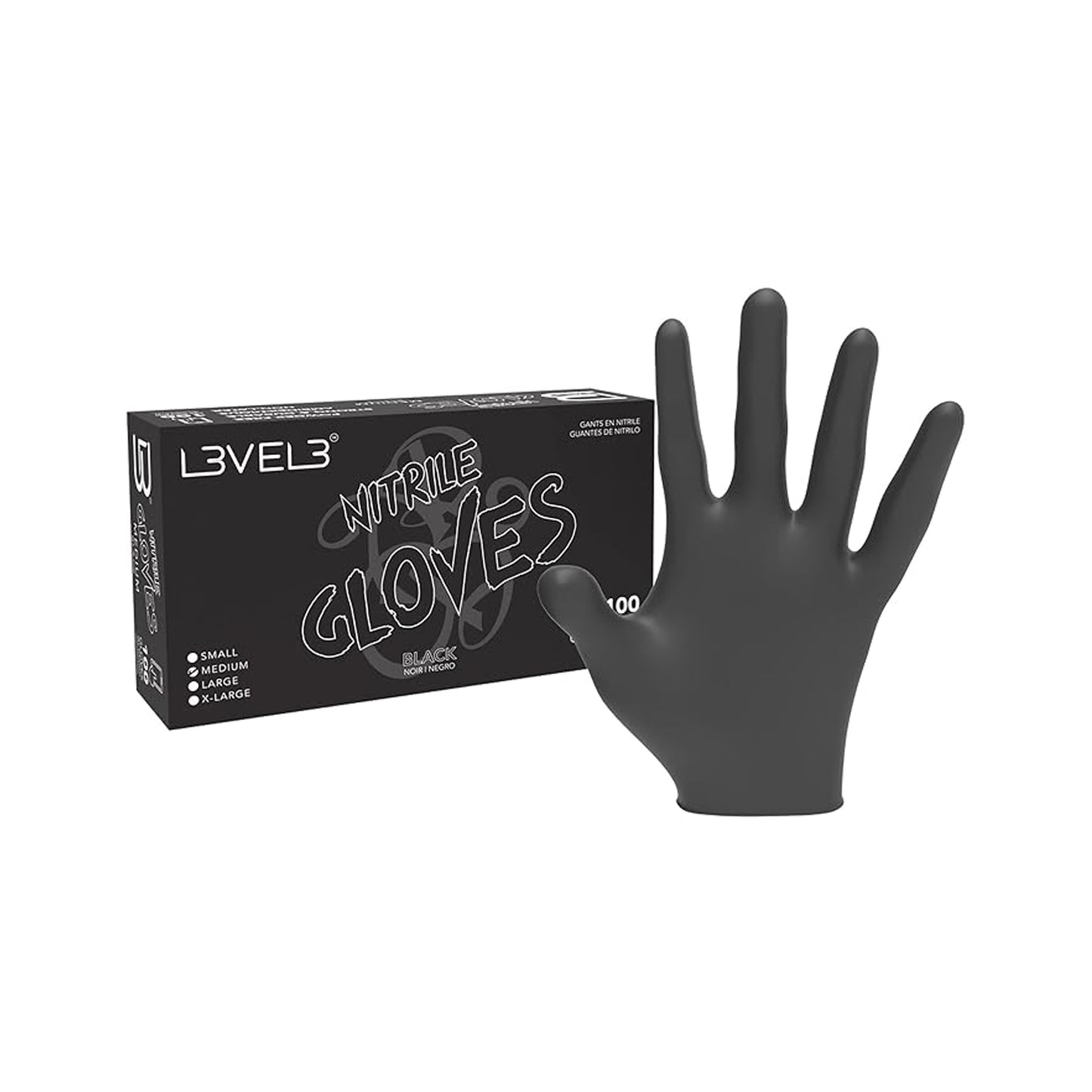 L3VEL3 Nitrile Gloves - Black