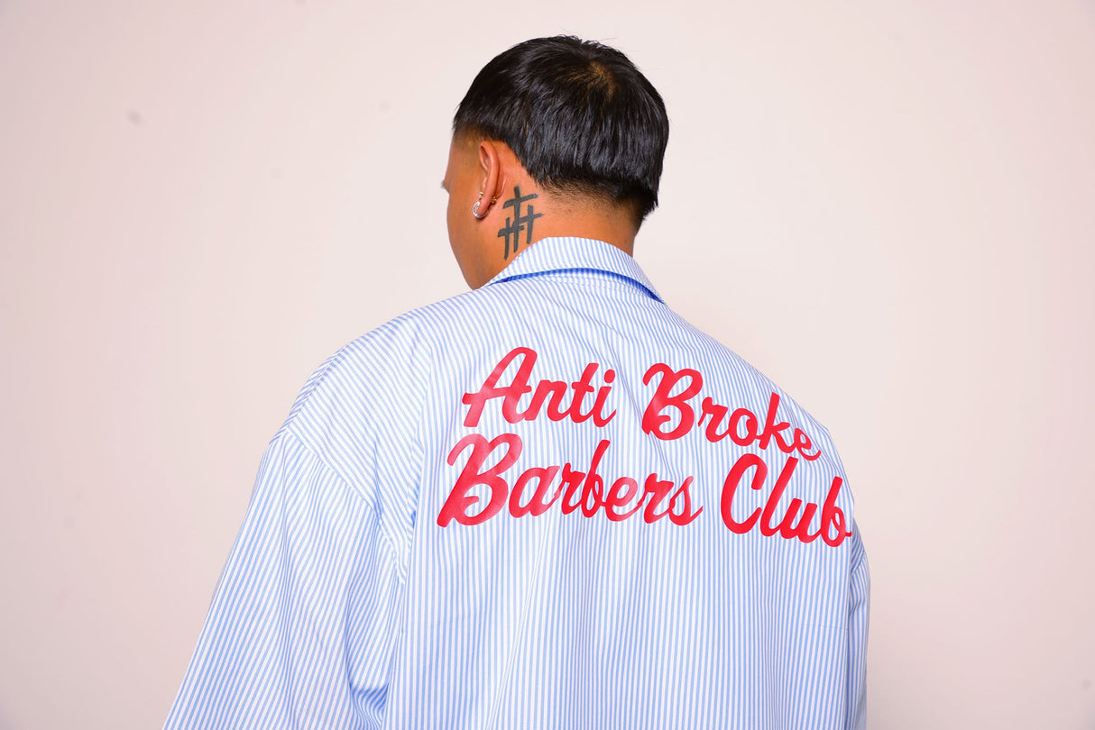 Pinstripe Hair Mechanic Smock - Blue