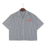 Pinstripe Hair Mechanic Smock - Black