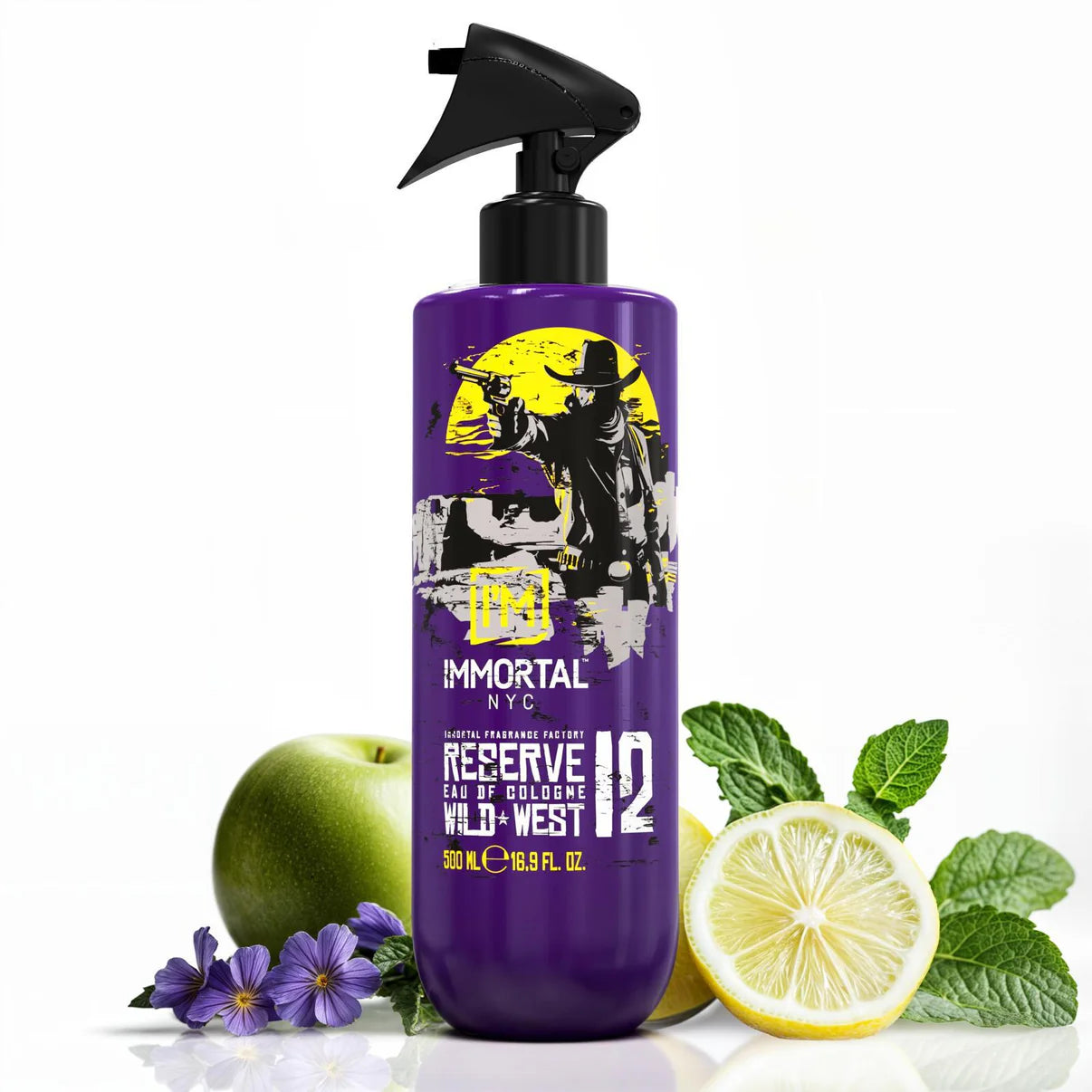 Immortal NYC Reserve 12 Wild West, After Shave Spray Premier Men ' S Cologne, 17 oz, Exclusive Barbers, Softens Skin, Refreshes, Disinfects and Relieves Face and Skin