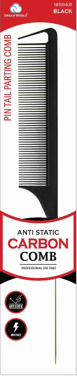 Dream World Anti Static Pin Tail Parting Carbon Comb Black