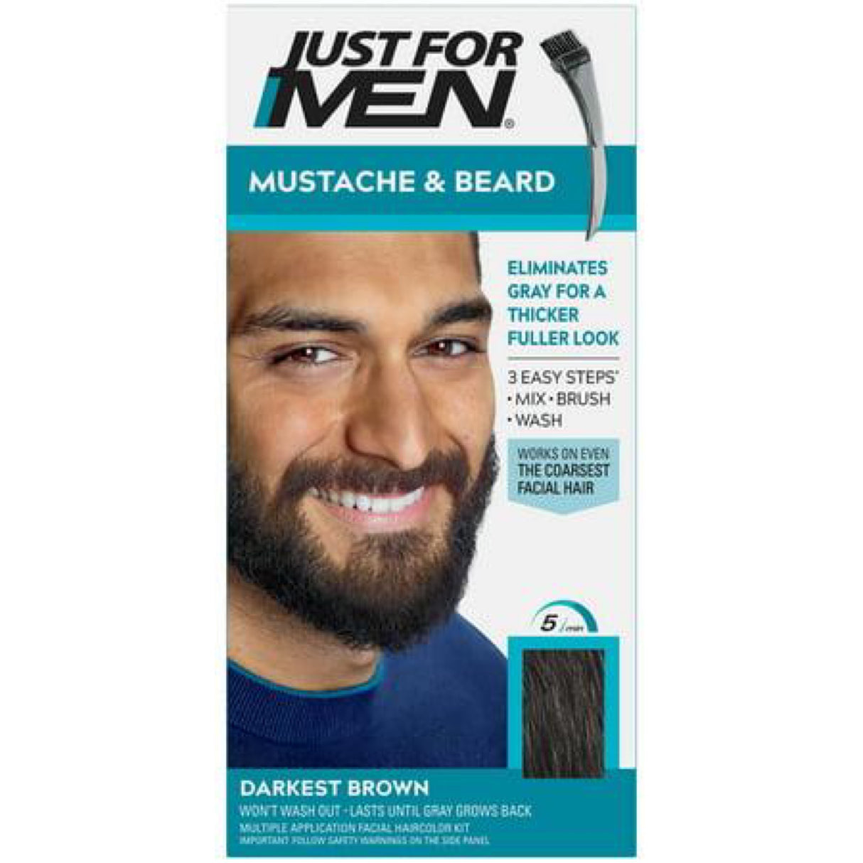 Just for Men Mustache and Beard Coloring for Gray Hair darkest Brown