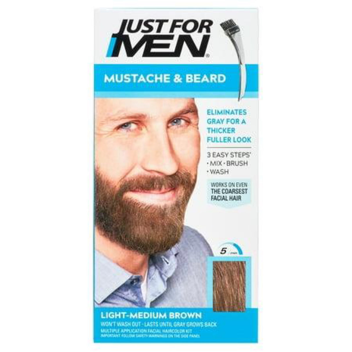 Just for Men Mustache and Beard Coloring for Gray Hair Light medium brown