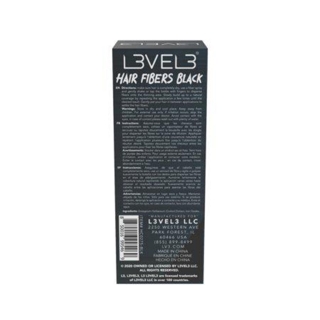 L3VEL3 Black Hair Fibers for Damaged Hair oz