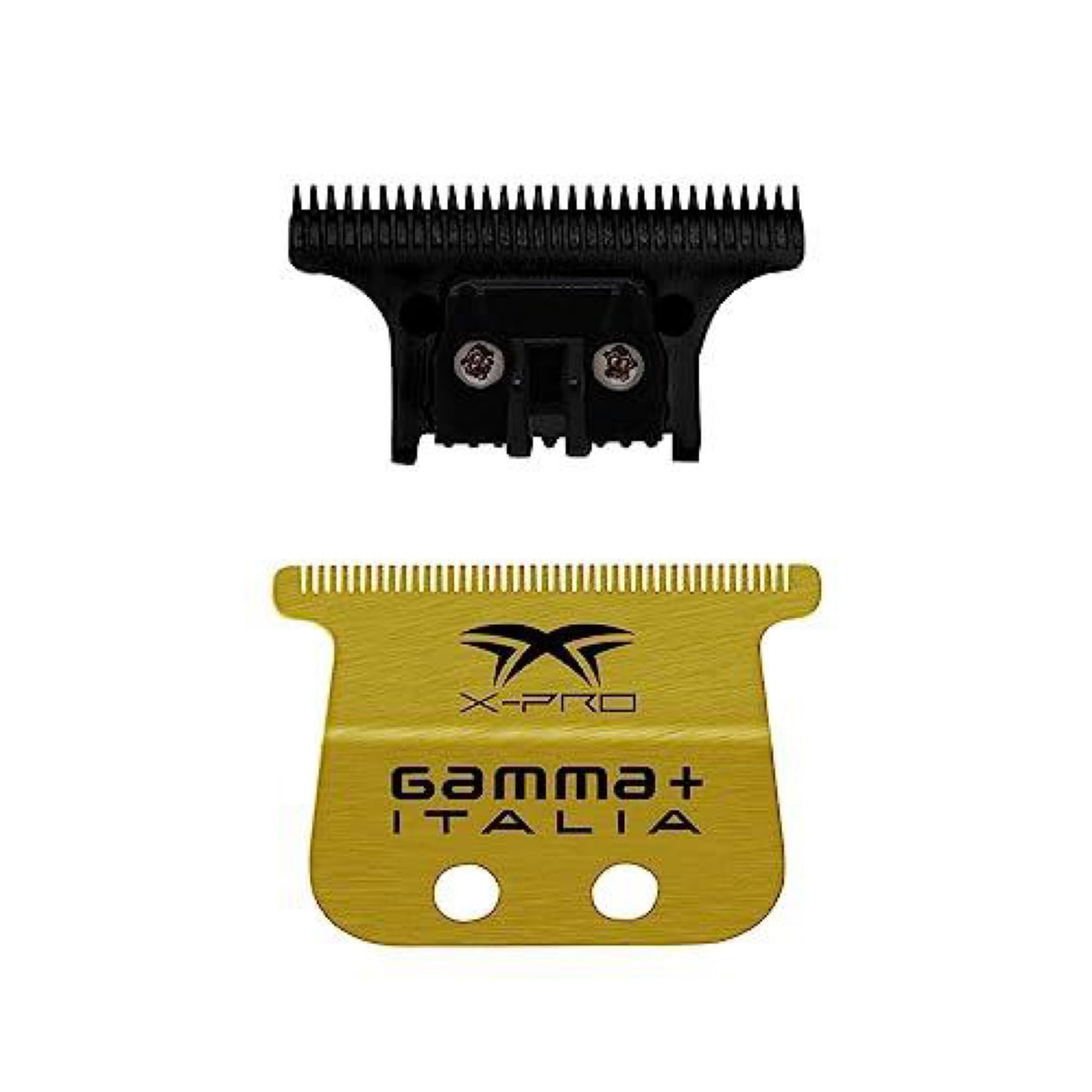 Gamma+ Replacement X-Pro Wide Gold Titanium Blade with Black Diamond " The One " Cutting Trimmer Set
