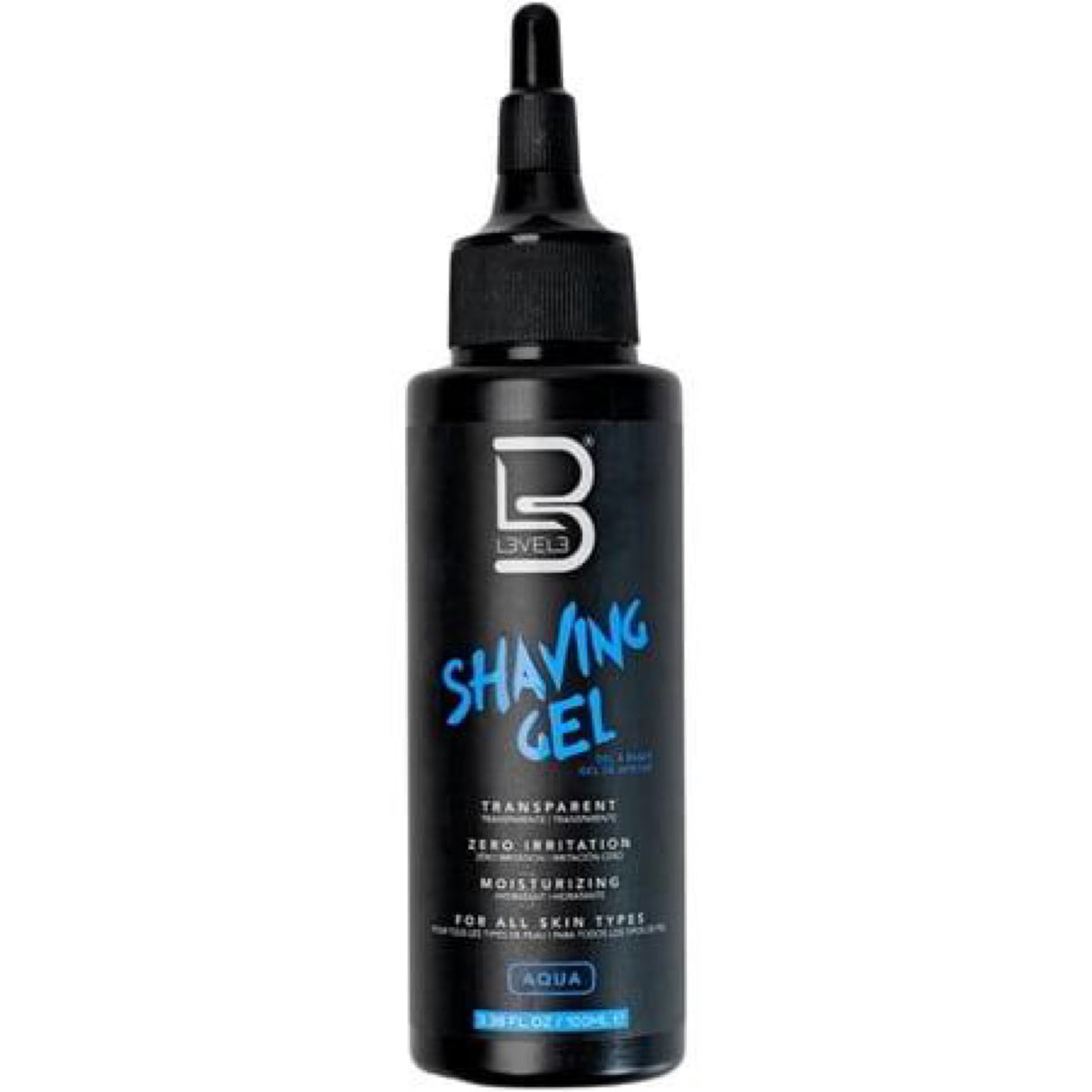L3VEL3 Shaving Gel - Non-Foaming and Transparent Formula - Provides Clean Precise Shave - No Hot Towel Necessary - Aqua